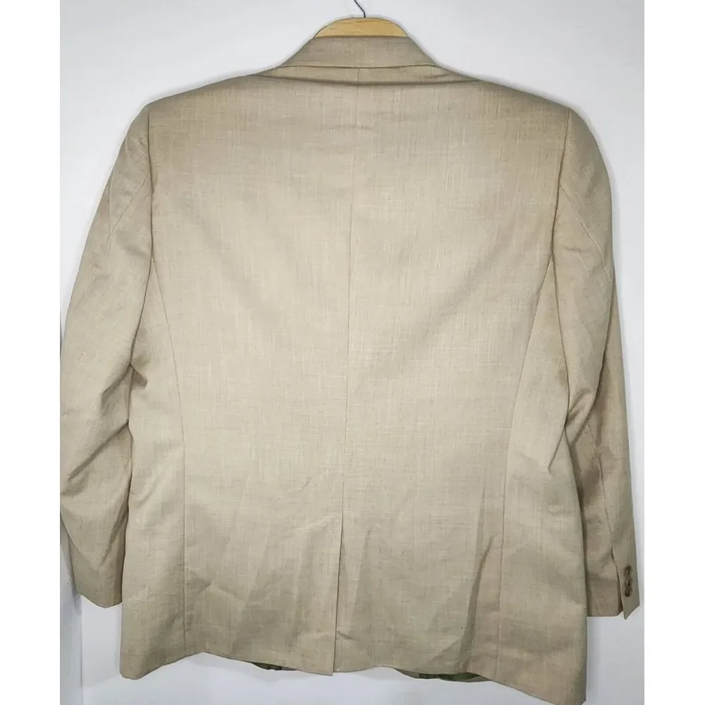 Alan Flusser Mens‎ Size 48L Beige/Tan Polyester/Viscose Blazer